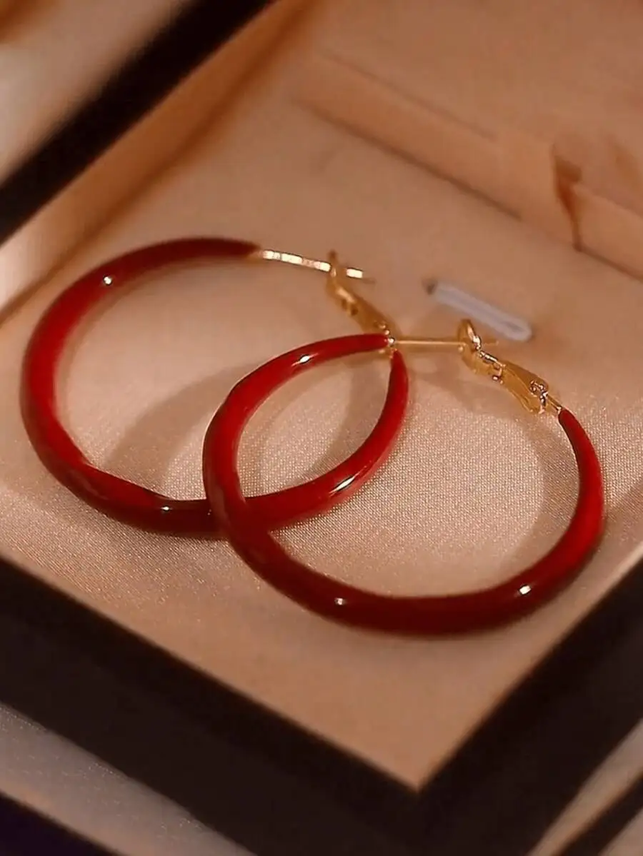 Fashionable Red Hoop Earrings for Women