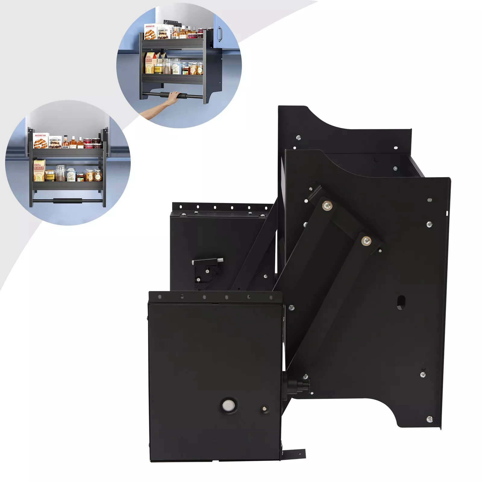 2-Tier Pull-Down Cabinet Shelf - Kitchen Pull-Out Drop-Down Shelf