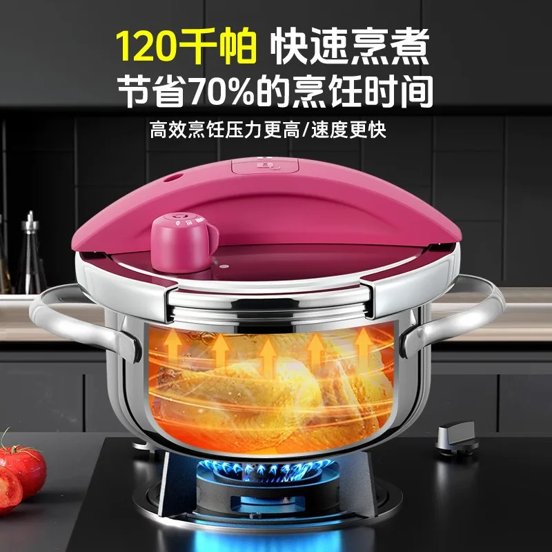 316 Stainless Steel Mini Pressure Cooker Anti-explosion Design Compatible With Gas Stove & Induction Cooker For Home Use