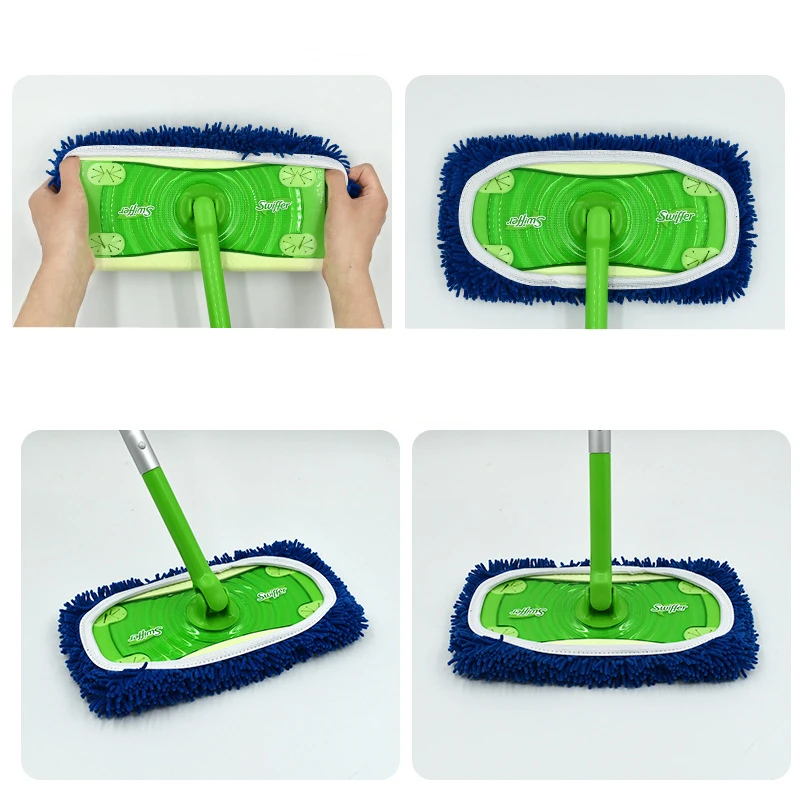 Thickened Elastic Band Flat Mop Cloth Coral Fleece Microfiber Chenille Replacement Rotary Mop Cleaning Pad for Bathroom Tools