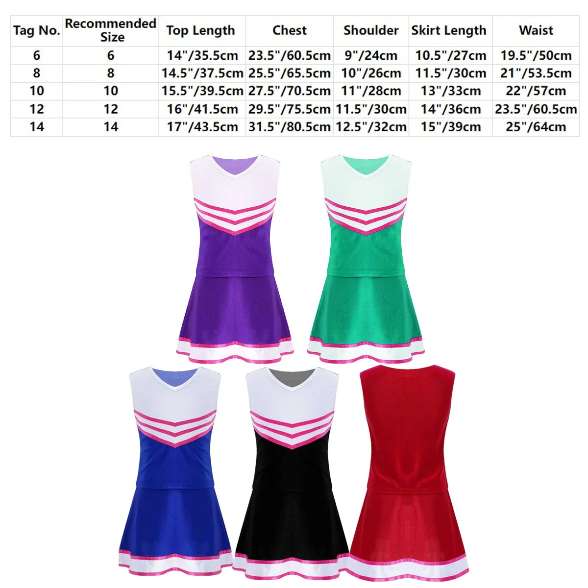 Hohe Schule Jubeln Führer Kostüm für Mädchen Halloween Outfit Cheerleading Uniform Karneval Party Cosplay Fancy Dress Up Kleidung