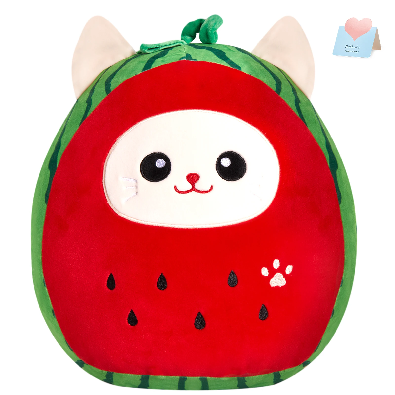 

30cm Watermelon Doll Super Soft Throw Pillows High Quality Cute Cat Red Green Plush Toys Birthday Gift Stuffed Animals for Girls