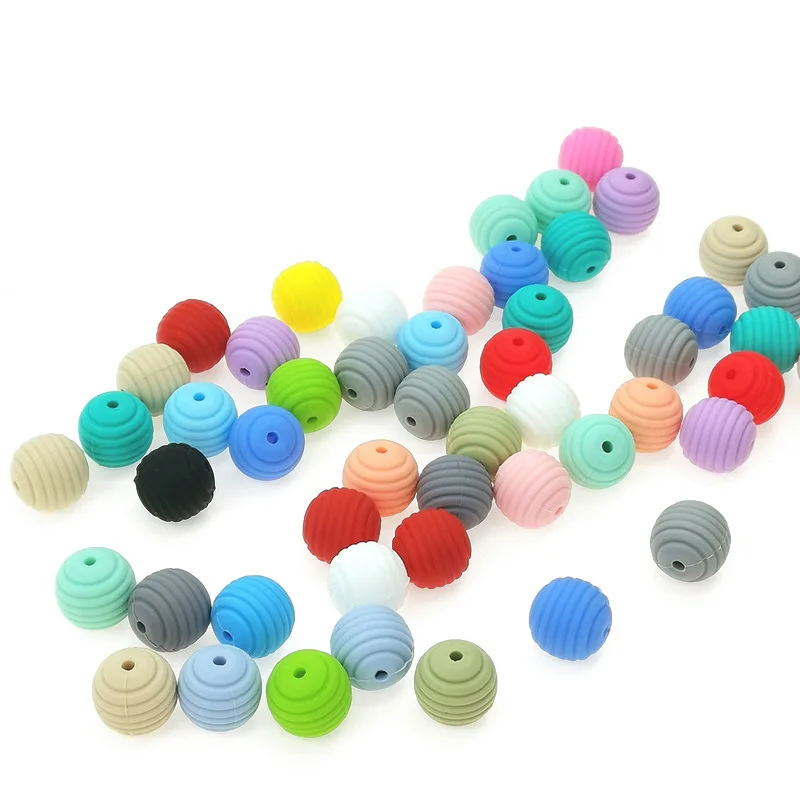 50Pcs Honeycomb Spiral Silicone Beads Food Grade Silicone Beads 15mm DIY Bracelet Keychain Keychain Accessories Wholesale