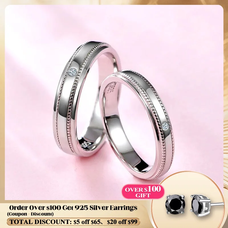 ATTAGEMS 2024 Couple Rings Round Brilliant Cut Engagement&Wedding Moissanite Diamond Solitaire Never Fade Rings for Women Gift