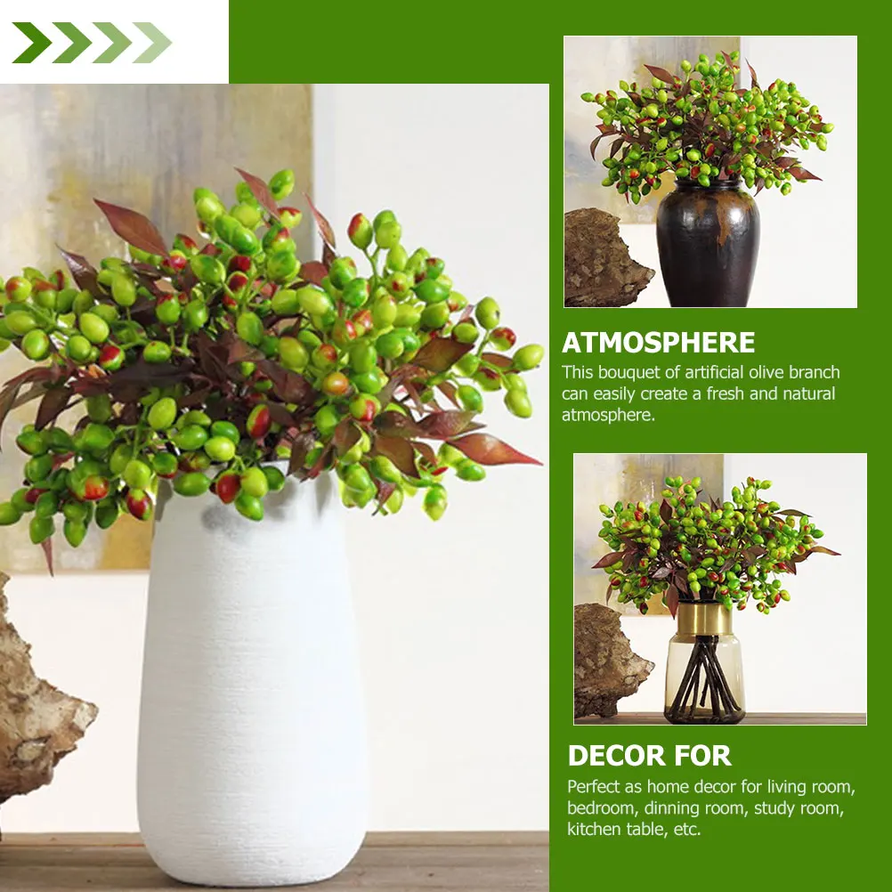 

Artificial Olive Branches Stylish Home namentOlive Fruit Simulation Olive Fruit Branch Arrangement Vase DecorFlower