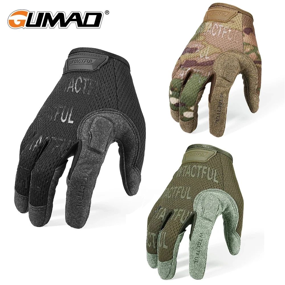 Guante largo de dedo completo para hombre, guantes negros, guantes tácticos Airsoft, deporte, senderismo, motociclista, ciclismo, conducción,