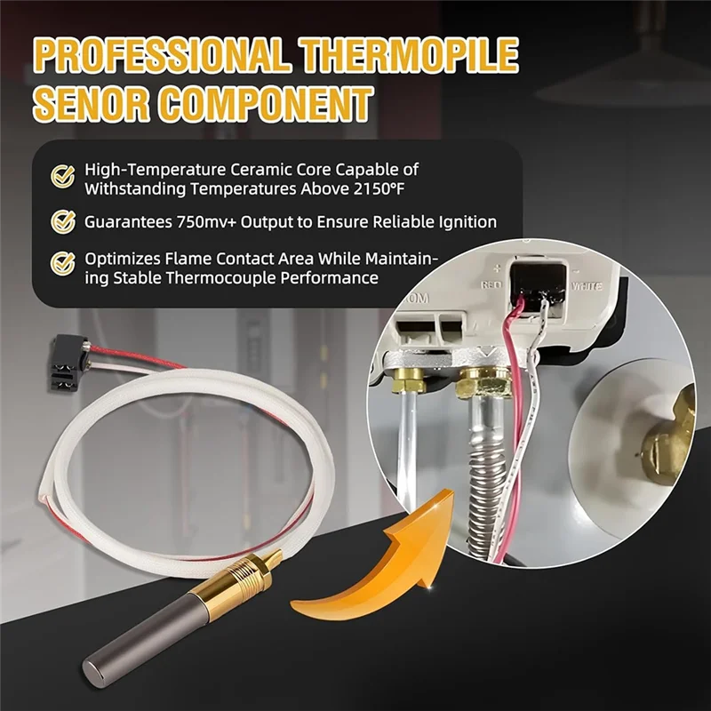 For Rheem, Ruud, Richmond LP Thermopile Sensor Kit For Water Heaters- Compatible Models SP20824/SP21058