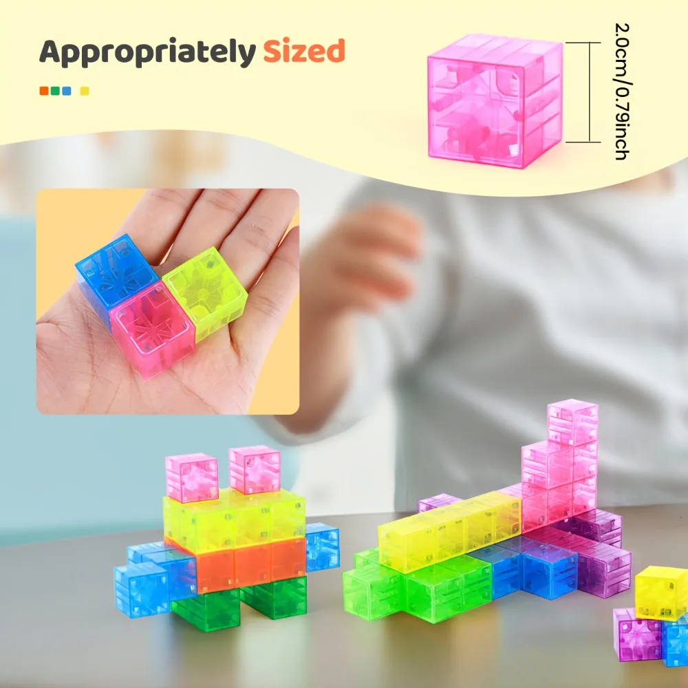 Transparent Magnetic Building Blocks Toy Colorful Magnetic Cubes Construction Preschool STEM Educational Sensory Kids Toys Gift