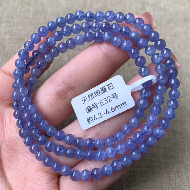Natural Blue Tanzanite Tanzania Bracelet Clear Beads 4.2mm Women Gemstone Tanzanite Stretch Crystal AAAAAA