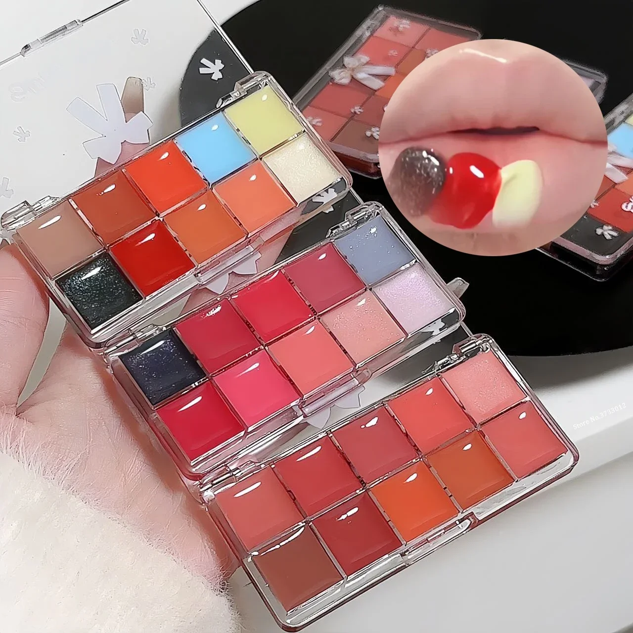 Plaque de gelée pour les lèvres, 10 couleurs, brillant à lèvres en cristal, verre d'eau hydratant, rouge Orange, baume à l'huile, Palette de maquillage Sexy et dodue