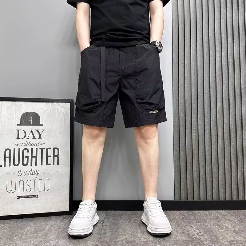 

American Retro Workwear ort Pants Men Summer Thin Five-Point Casual Straight Leg Trendy Harmonious Polyester Fiber orts