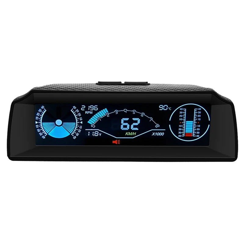 X90 Head Up Display On-Board Computer Display OBD2 Car Speedometer OBD Gauge With Tilt Pitch Angle Protractor Display