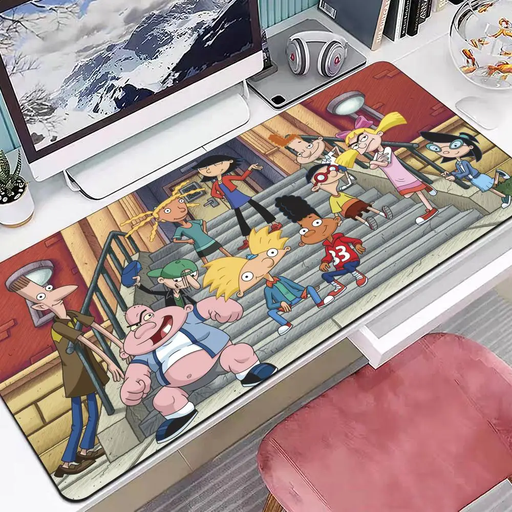 H-Hey Arnold Anime Mouse Pad Multiple Sizes Large Square Computer Office Game Table Mats Rubber Anti-slip Mousepads