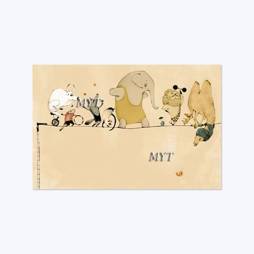 Kids Room Pictures Cute Little Animals Doing Acrobatics Abstract Canvas Painting Design Modern Art Wall Hanging Frameless