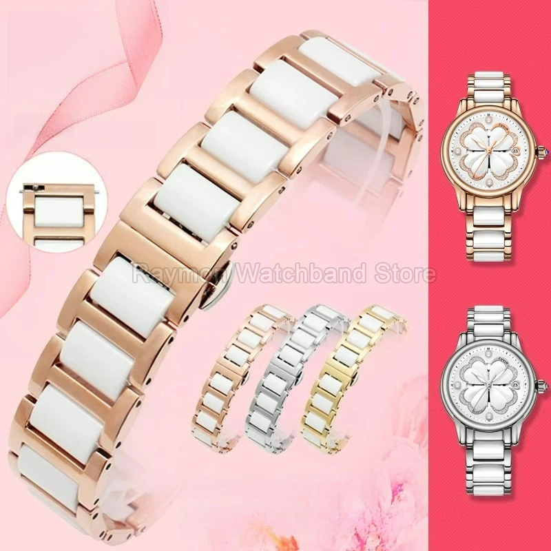 

12 ~ 22 мм для DW Armani Casio Tissot TianWang керамический ремешок для часов из нержавеющей стали прочная структура легко протирается складная пряжка