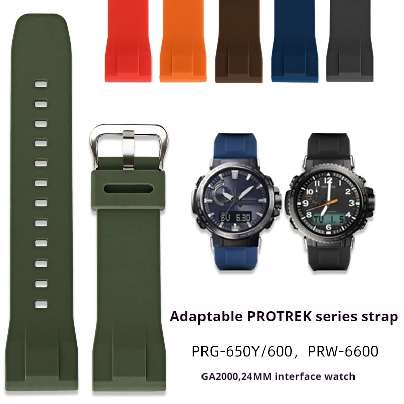 24 مللي متر YPM الشد سيليكون حزام ل كاسيو PROTREK سلسلة PRG-650Y 600 PRW-6600 GA-2000 الرجال الرياضة مقاوم للماء حزام (استيك) ساعة سوار