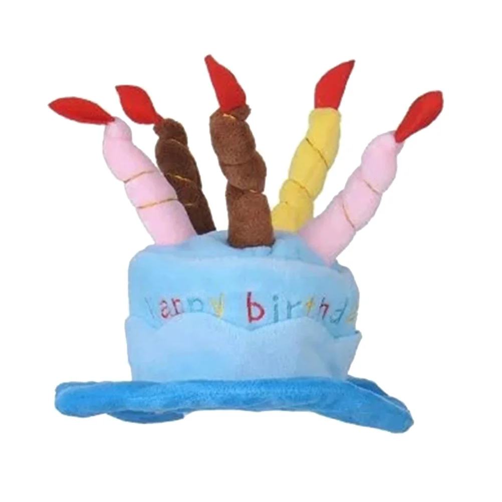 

Pet Happy Birthday Party Hat Cake Candles Design Adjustable Clip Small Medium Dogs Cats Cosplay Costume Accessory Pink
