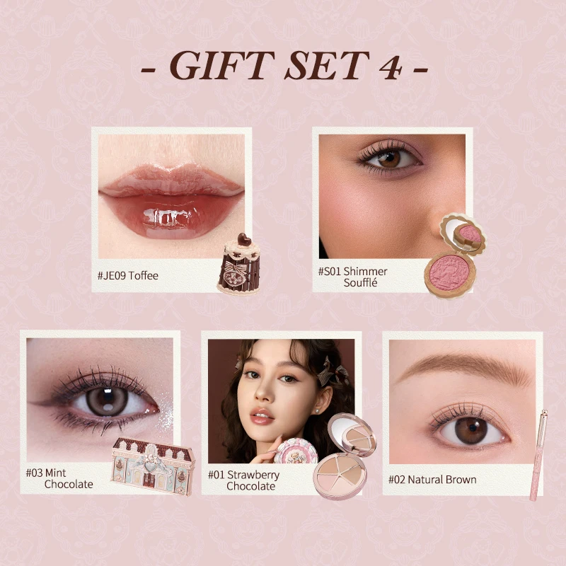 Flower Knows The Sweetie Bear Collection Makeup Gift Set includes eyesahdow+lip jelly+brow pencil+concealer+blush