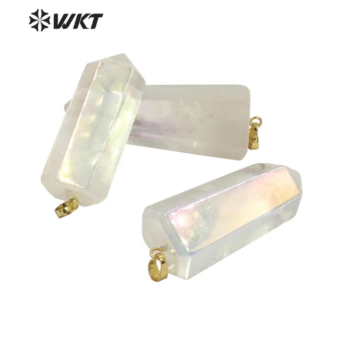 

WT-P1800 Wholesale fashion Aura crystal quartz point pendant women angel color hexagona point Spirit quartz pendants