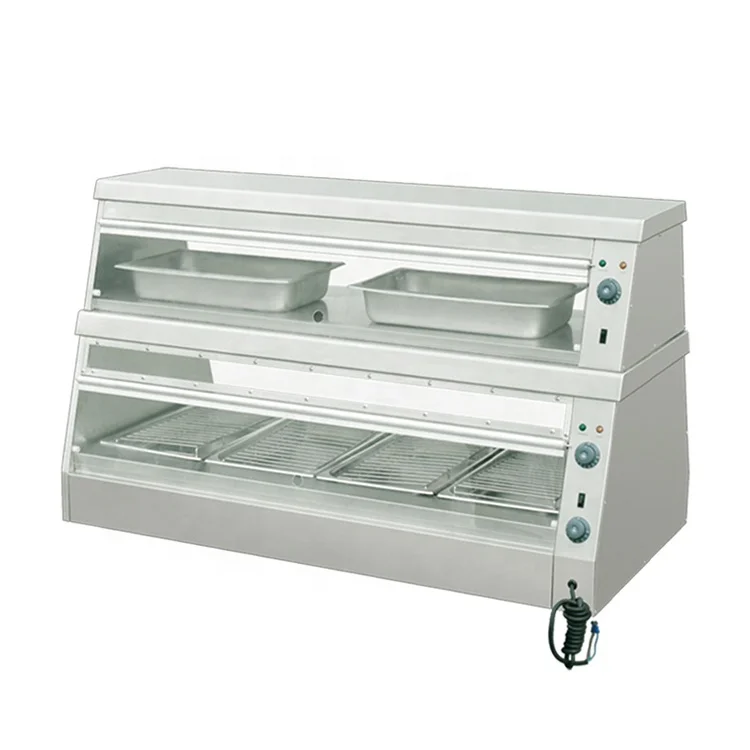 

Commercial Food Warm with Glass Doors Thermal Insulation Dining Restaurant Kitchen Equipment 2-Layer Hot Display showcasepromote