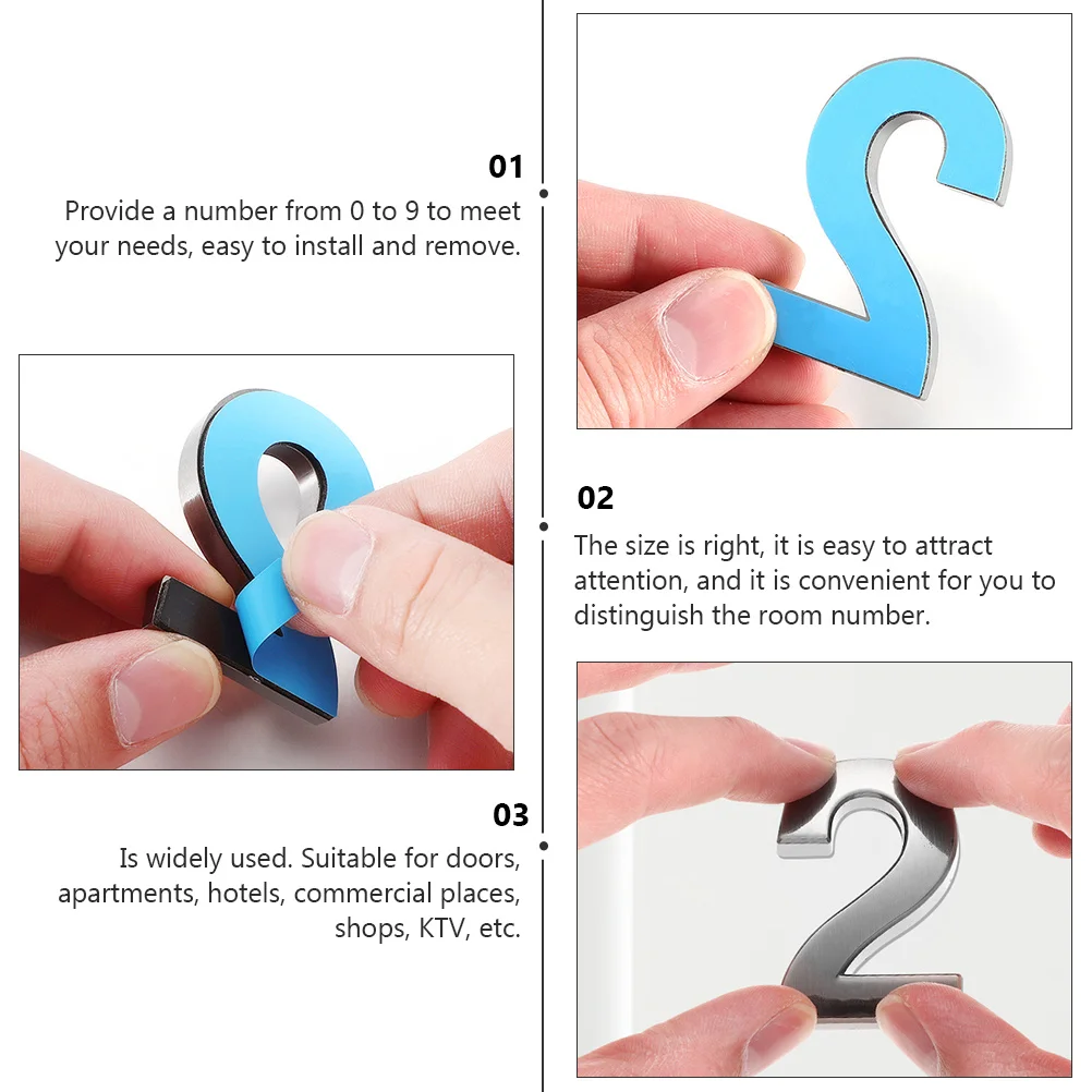 20 قطعة أرقام الأبواب الرقمية ثلاثية الأبعاد أرقام ذاتية اللصق لغرفة شقة فندق مكتب الشاي متجر علامات عنوان صندوق البريد #3
