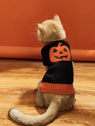 Pet Clothes The Halloween Pumpkin Cat Dog Sweater, Dog Knitwear, Dog Apparel, Pet Sweatshirt