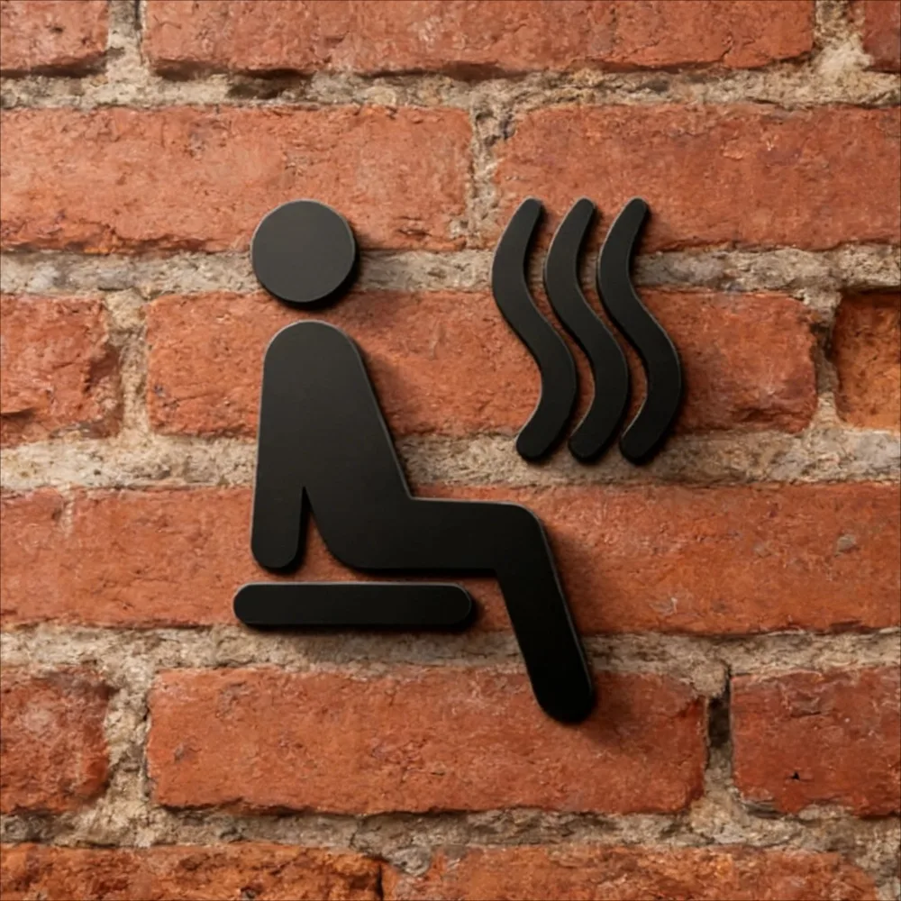3D Acrylic Sauna Room Symbol Sign Self-Adhesive Waterproof Door Decal Sticker Plaque Decor Gift for Steam Room Spa Bathroom Shop