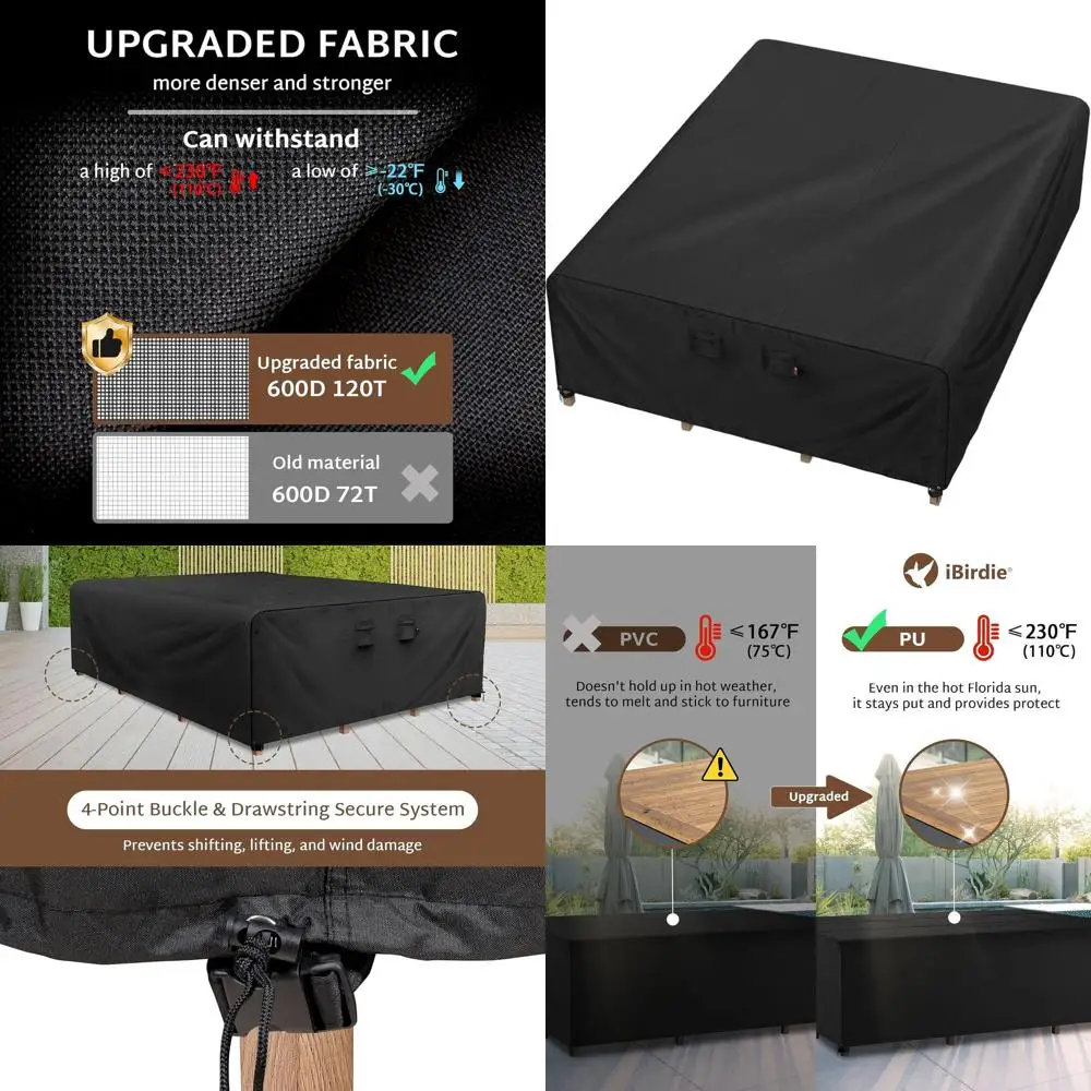 

Extra Large 140x90 Waterproof Patio Dining Set Cover, Fits 89-90 Wide, 136-140 Long, Heavy Duty 600D