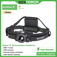 NEXTORCH myStar R 760 lumen headlamps, 360° rotating focusing headlamp, Rechargeable, Camping Fishing Bike Light