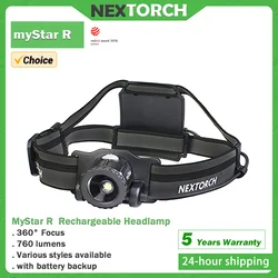 Fari NEXTORCH myStar R 760 lumen, faro con messa a fuoco rotante a 360 °, ricaricabile, luce per bici da pesca da campeggio