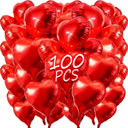 Red Heart Foil Balloons Inflatable Helium Balloon DIY Birthday Party Ornaments for Valentine's Day Wedding Party Gifts Wholesale