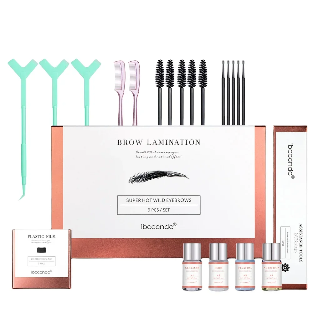 Professionelles, langlebiges Augenbrauen-Laminierungsset mit Wachstumsserum für natürlich aussehende Augenbrauen, Dauerwelle und Styling