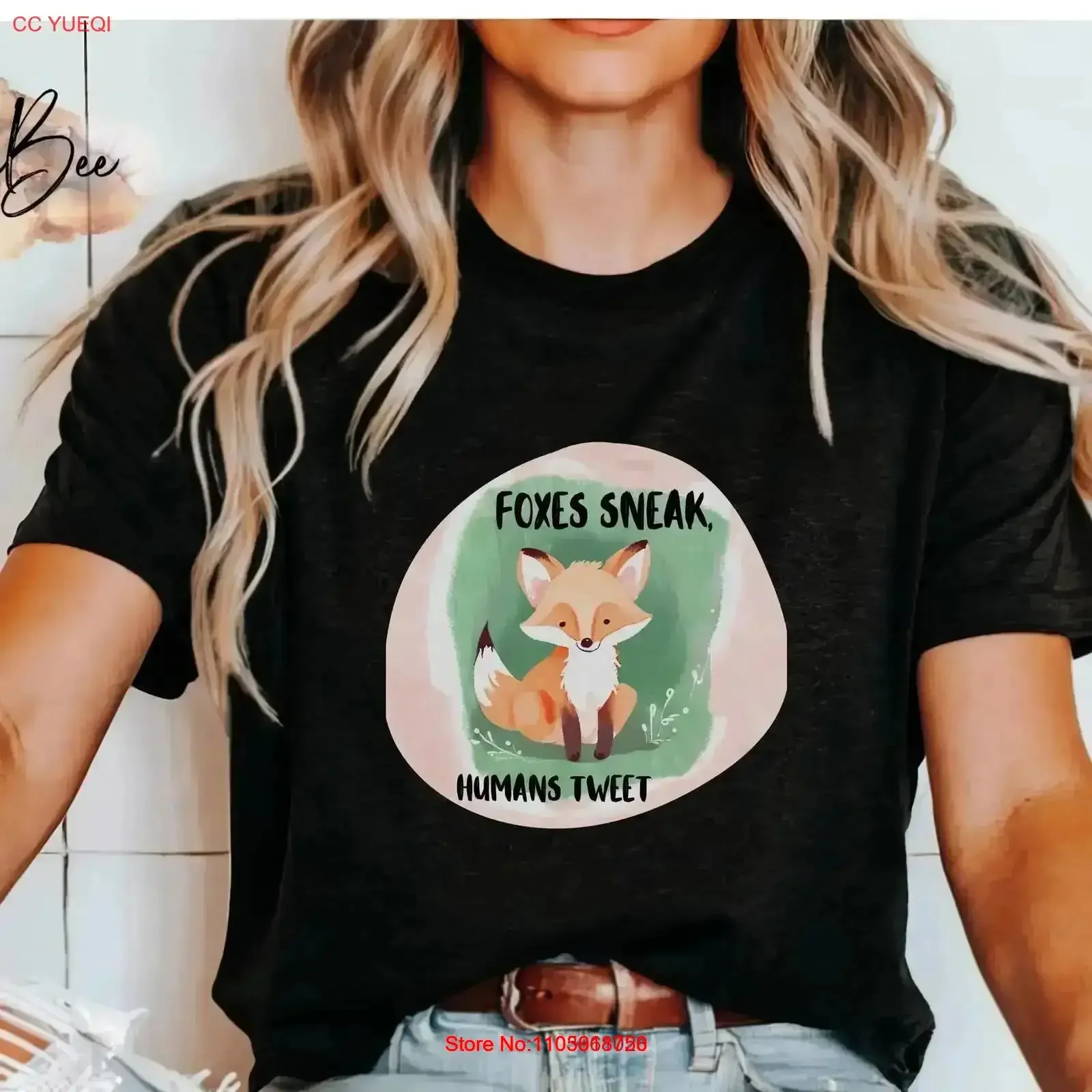 FOX TSHIRT baby watercolour water colour T Shirt picture animal lovers wild foxy cute animals tee unisex cotton vintage Washed