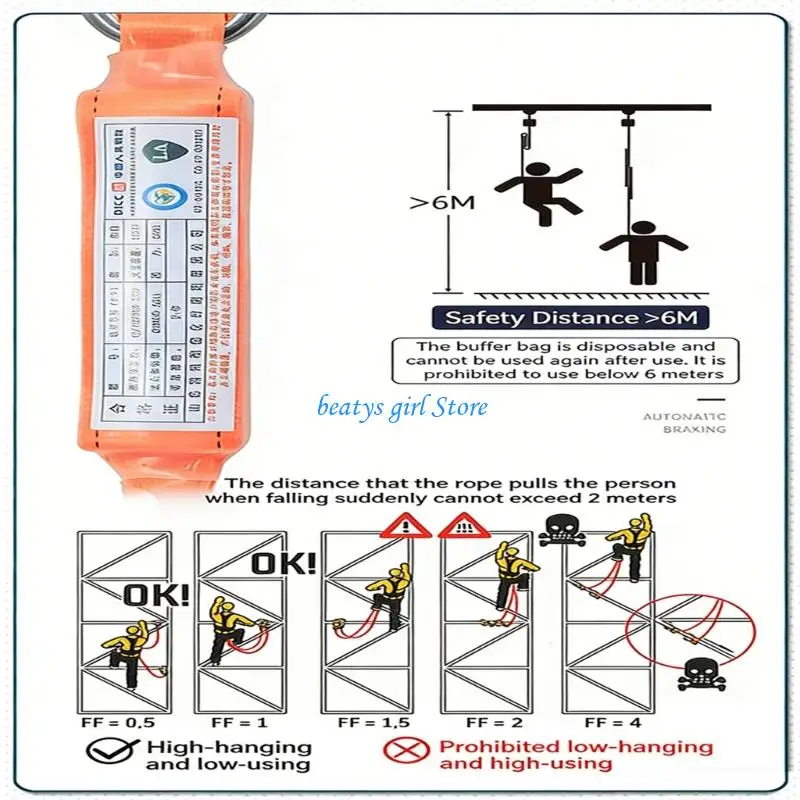 

C7AB Quick Wear 5 Point Safety Harness with Double Hooks Buffer System for Fall Protective