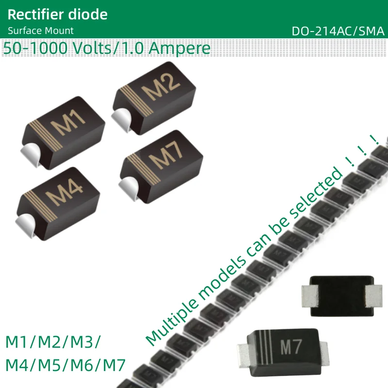 50pcs/lot Rectifier diode DO-214AC/SMA 1N4001/4002/4003/4004/4005/4006/4007 Corresponding silk screen is M1/M2/M3/M4/M5/M6/M7