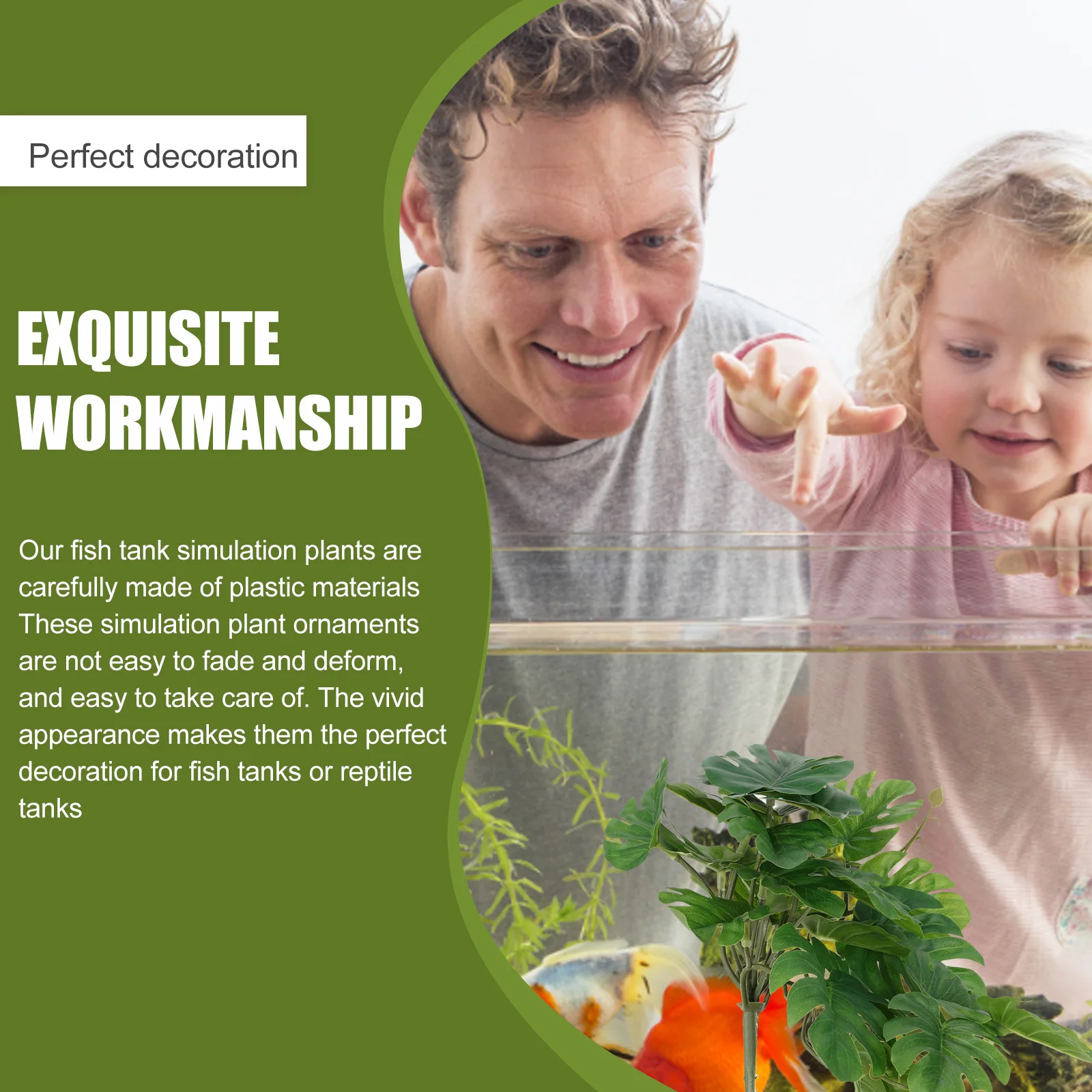 

Fake Plant Aquarium Decor Durable Plastic Fish Tank Decoration Artificial Plant Reptile Tank Accessory Aquarium Decor