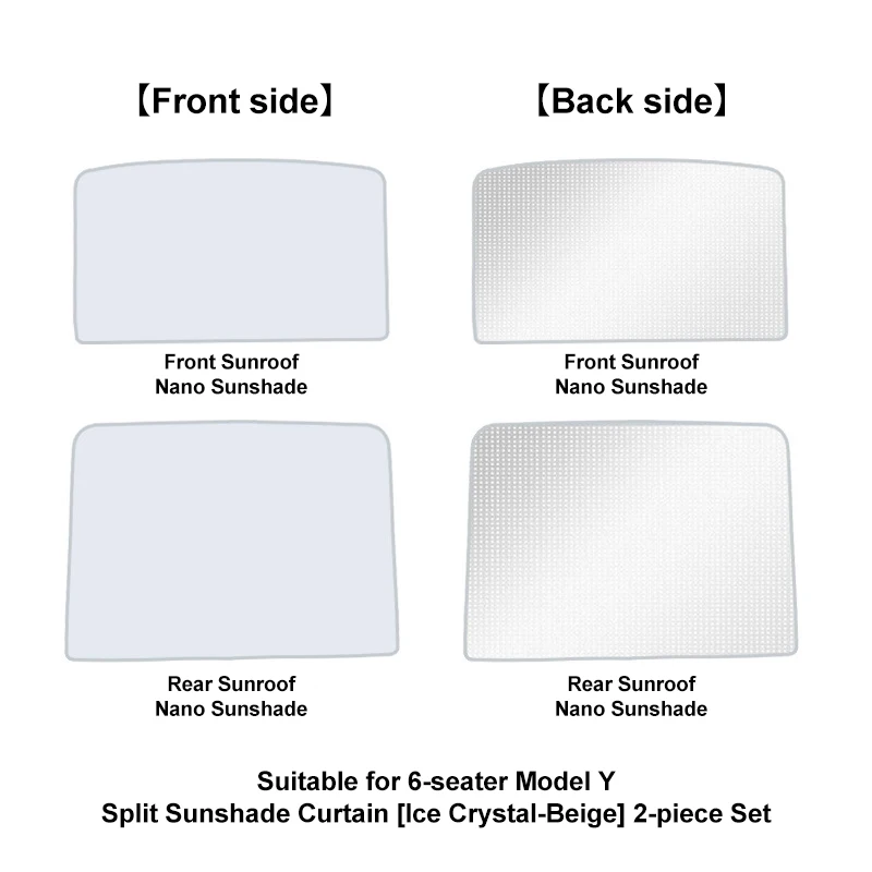 Lcars Is Suitable for Tesla Ice Crystal Sunshade, New Extended Version Model Yl Sunroof + Rear Glass Sunshade, Detachable Sunshade Umbrella, Sunroof Sunshade, Car Roof Sun Protection Umbrella, Light-Blocking (Only Suitable for Extended Version)