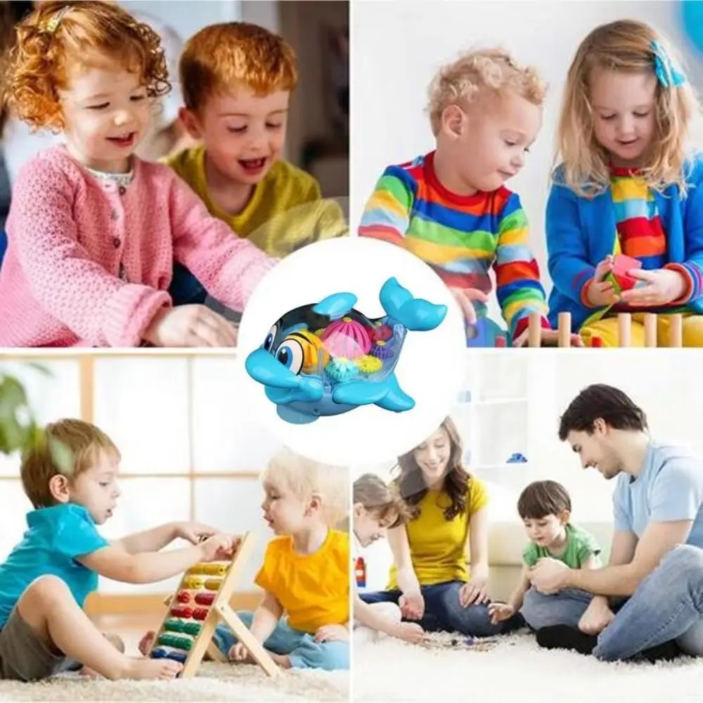 LED Light Up Dolphin Electric Flexible Mechanical Gear Sea Creature Light Music Decoration Simulation Sea Animal