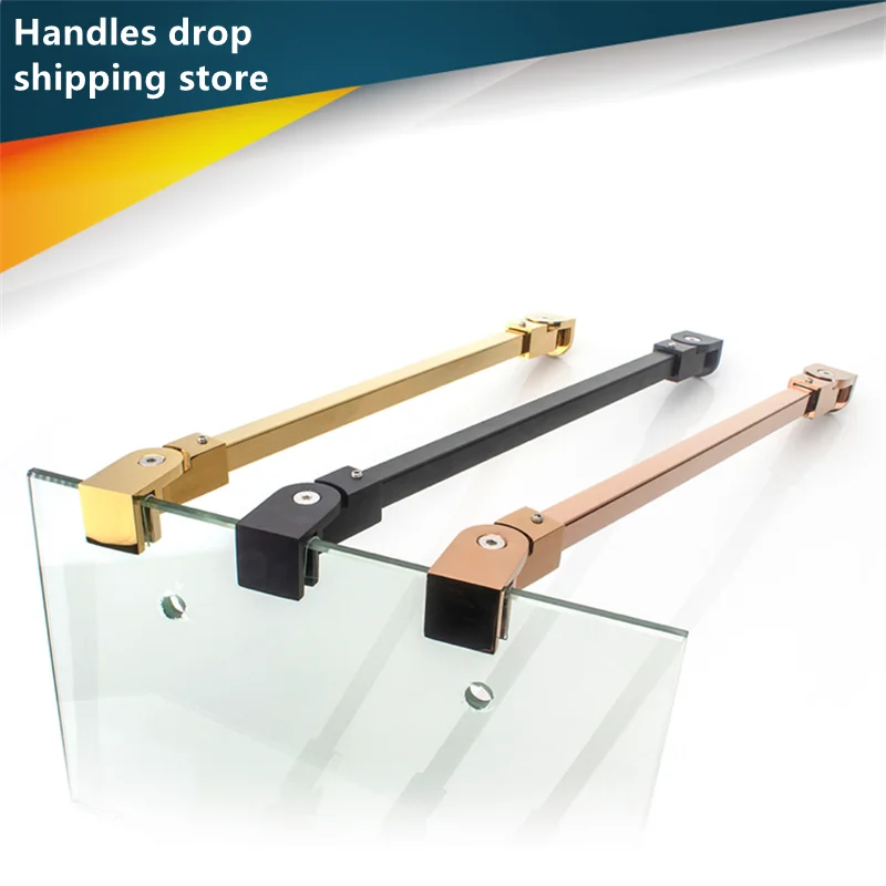 Rose Gold Shower Installation Kits Shower Glass Clamp Bracket Glass Door Handle Hinge Enclosure Glass Panel Support Bar