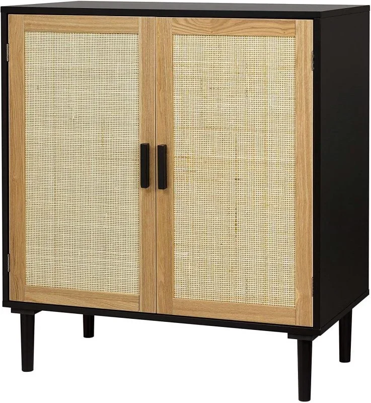 

Sideboard Buffet Cabinet, Kitchen Storage Cabinet with Rattan Decorated Doors, Liquor Cabinet for Bar