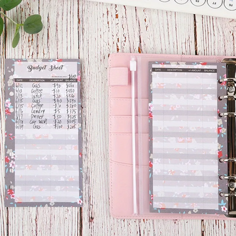 12pcs Budget Card A6 Binder Inserts Refillable Lined Paper For Cash Envelope System,Coupon Organizer Financial Planner