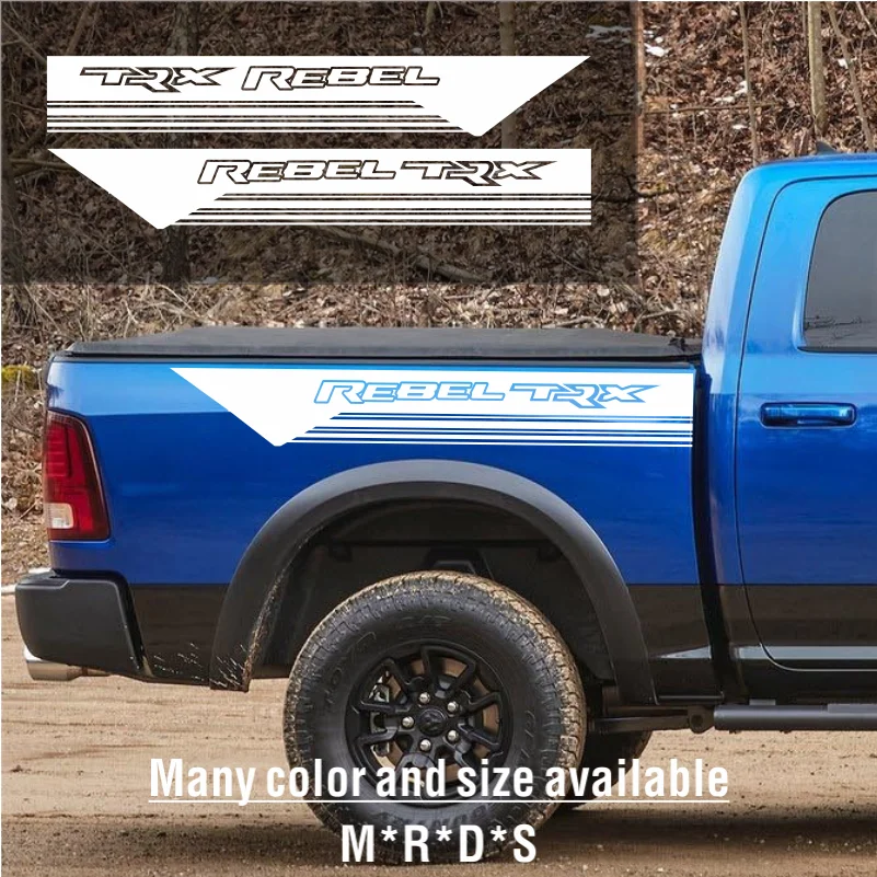 

Боковые наклейки на заднюю часть кровати пикапа для Dodge RAM Rebel TRX 1500 2500, графическая полоса, декоративная крышка, наклейки из ПВХ, автоаксессуары