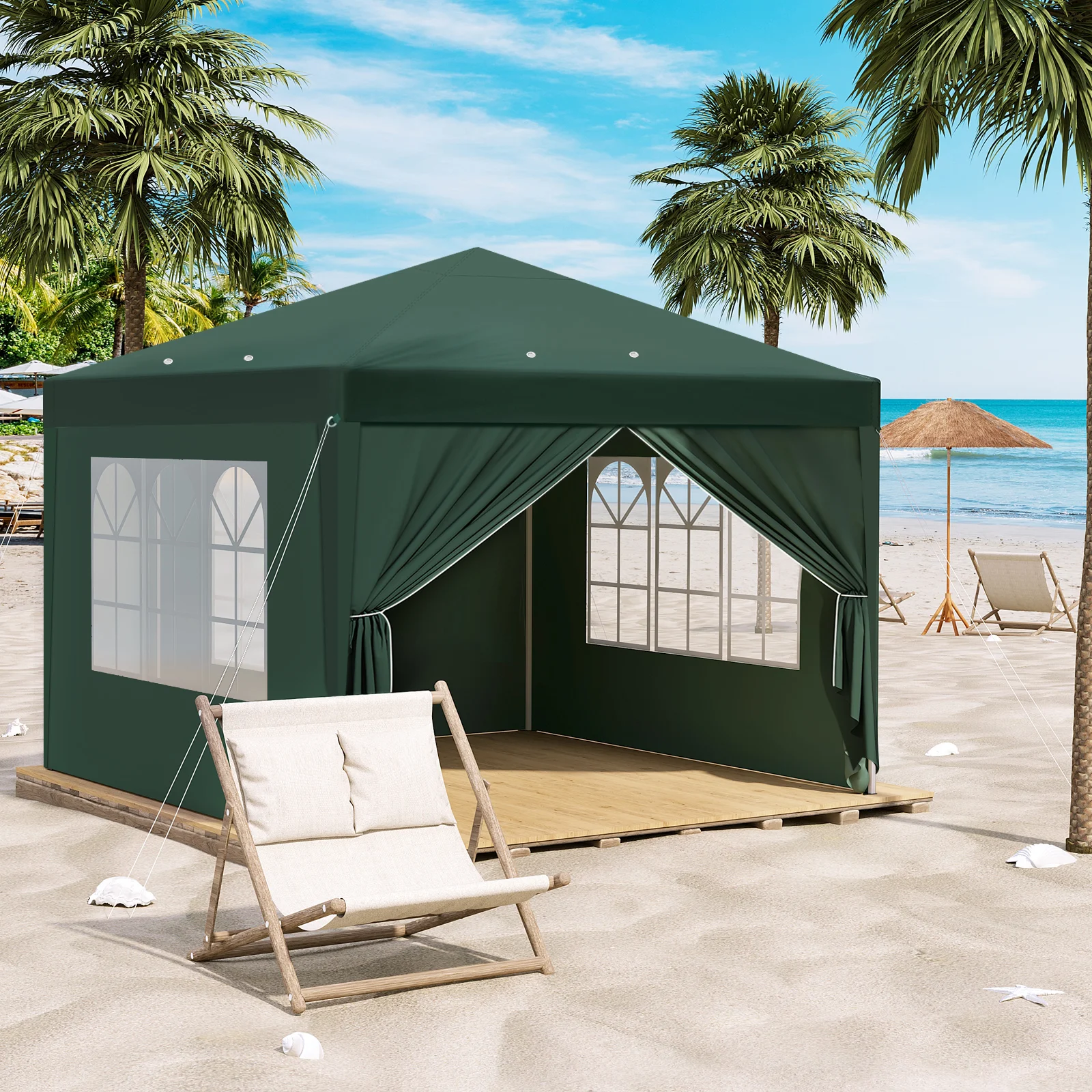 طوي المنبثقة للماء قابل للتعديل ارتفاع حديقة شواء أكشاك مع جدران جانبية النوافذ للتخييم الشاطئ حفلة خيمة قابلة للطي