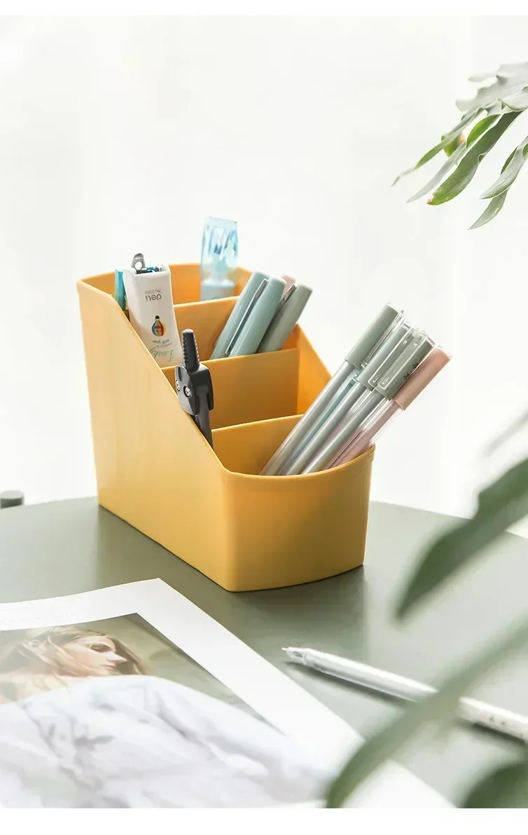 PP Pen Holder Desktop Storage Pencil Box Organizer Multifunctional Container Desk Office Accessories Stationery School Supplies