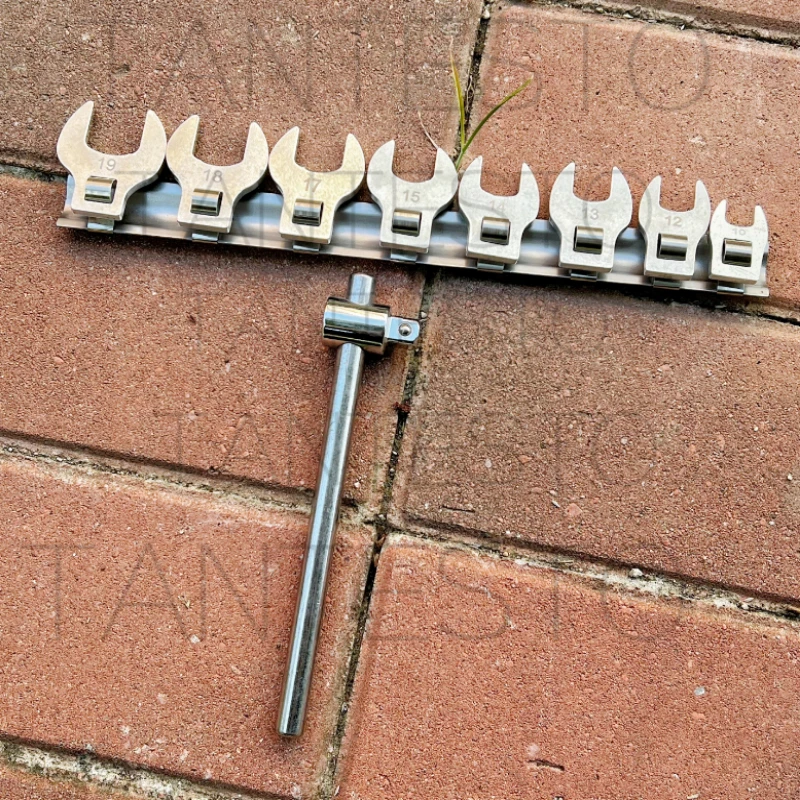 3/8-Zoll Wechselkopf-Schraubenschlüssel mit Beweglichem Öffnungskopf, Schnellspann-Ratschenhorn, L-förmiges Horn, Doppelfunktion-Maulschlüssel – Detail 2