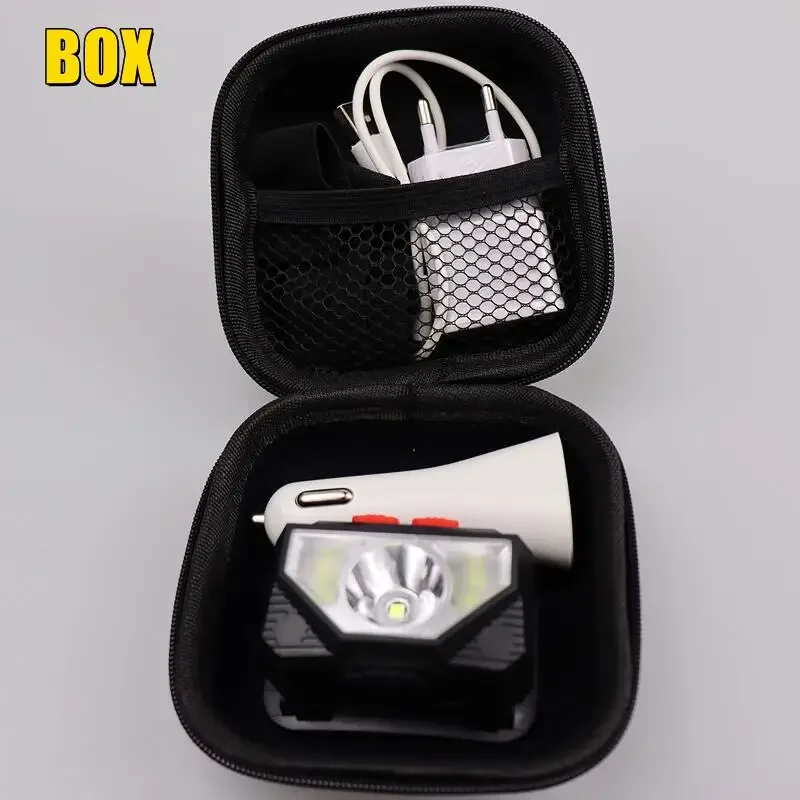 Drop Shipping USB Rechargeable Portable Mini Headlamp Torch Flashlight Fishing Head lamp headlight + Have Built in Battery