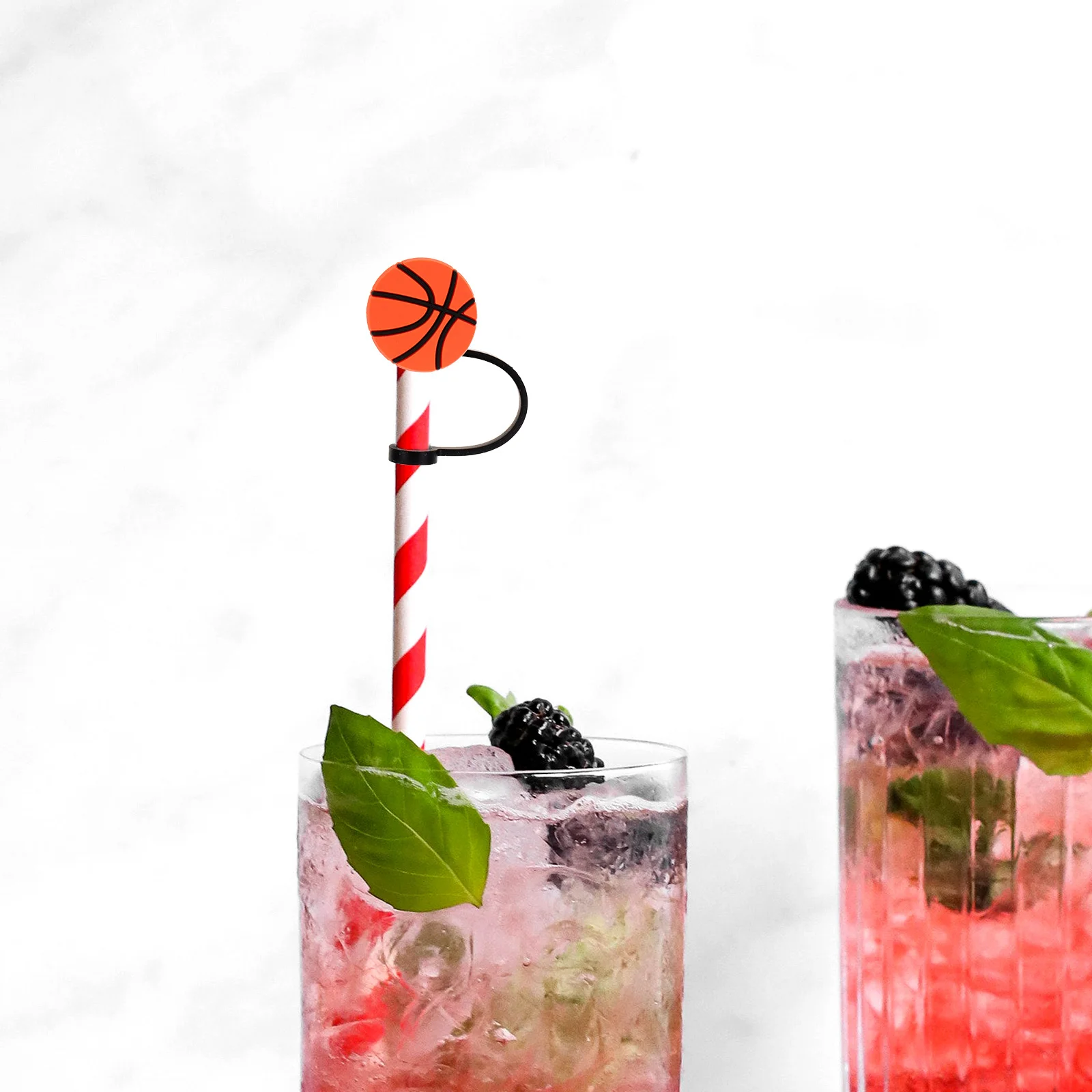 

10pcs Basketball Shaped Plastic Straw Covers End Protectors For Reusable Straws Cute Tips Decor Party Supplies Outdoor