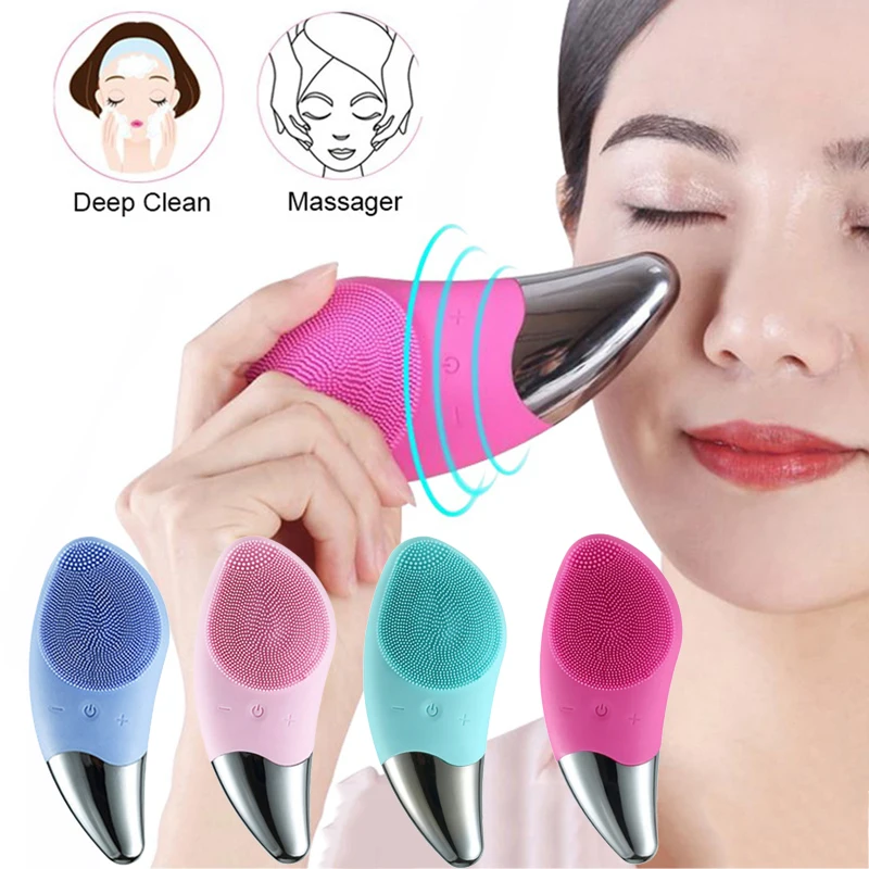 

Wireless Electric Face Cleansing Ultrasonic Cleaning Brush Silicone Massage Washing Machine Waterproof Facial Skin Care Tools