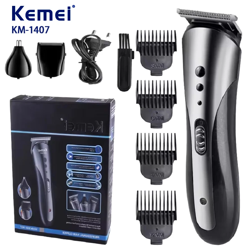 

KEMEI KM-1407 Rechargeable Electric Nose Hair Clipper Multifunctional Men Hair Trimmer Professional Electric Shaver Beard Razor