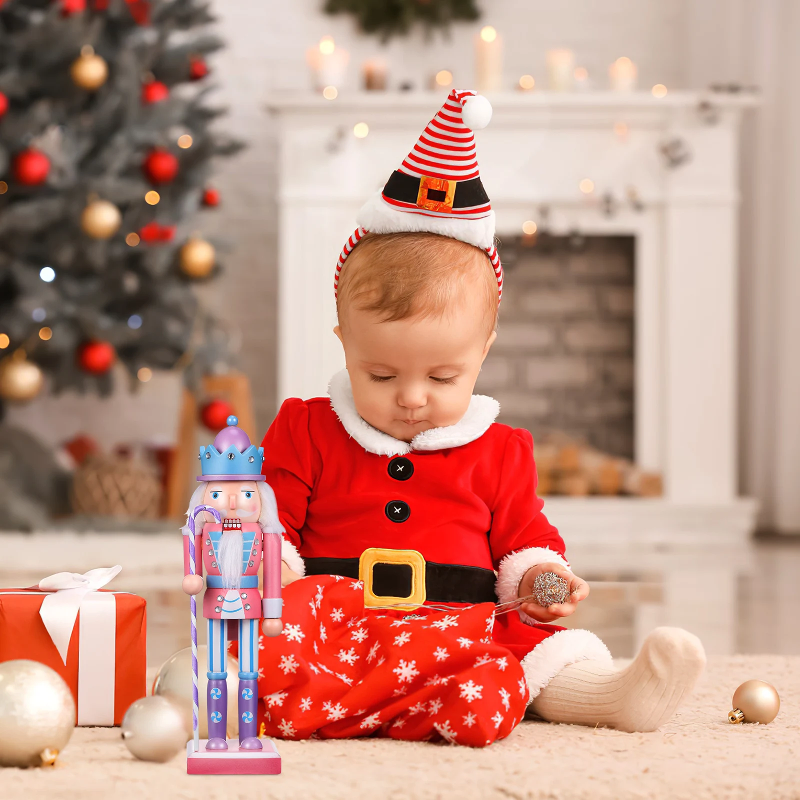 

1pcs Nutcracker Soldier Wooden Puppet Figure Christmas Decoration Table Ornament Desktop Home Party Gift